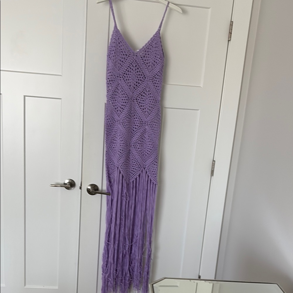 Line & Dot Purple Spaghetti Strap Maxi Sundress